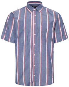 Bigdude Striped Short Sleeve Shirt Navy